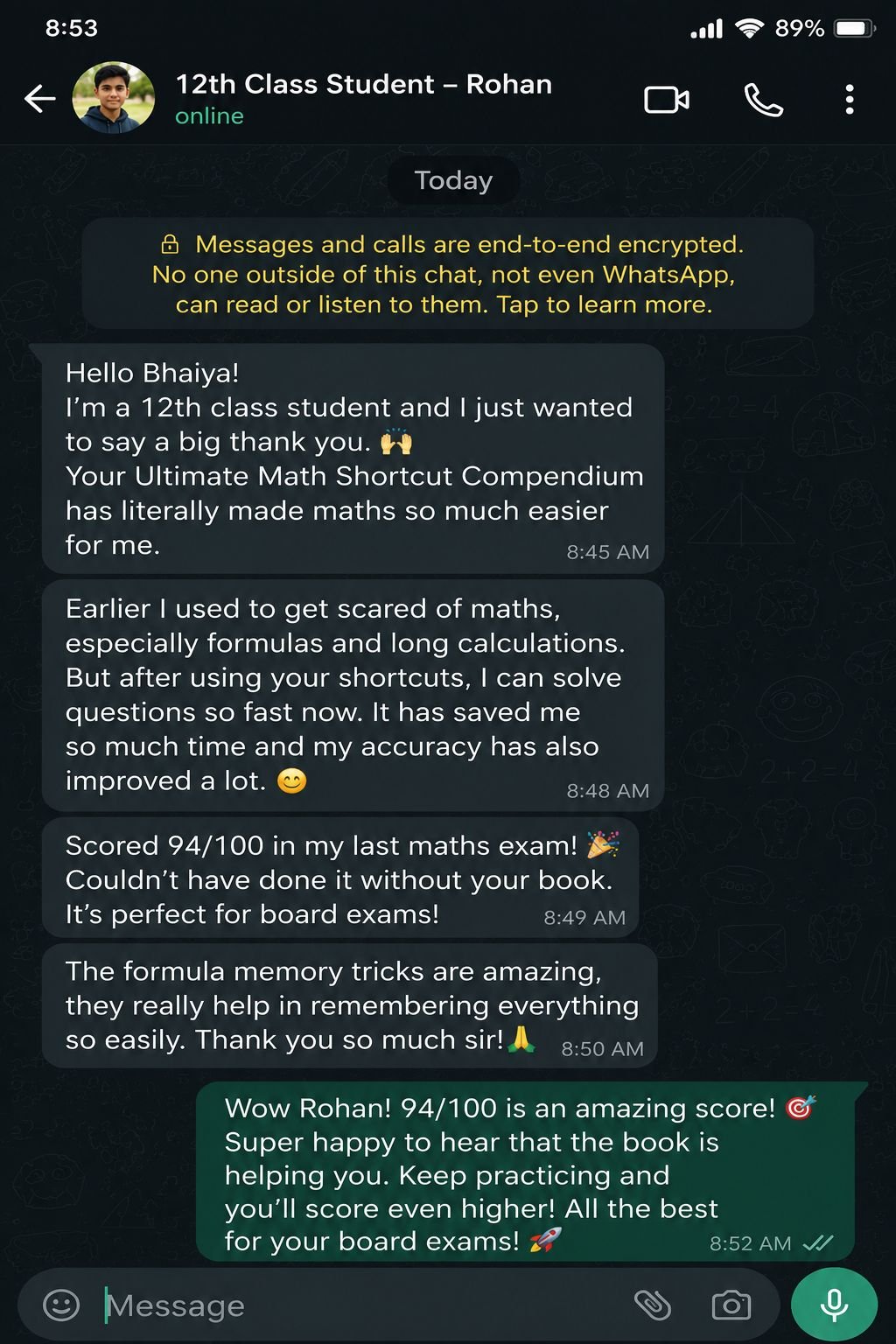 Student review screenshot