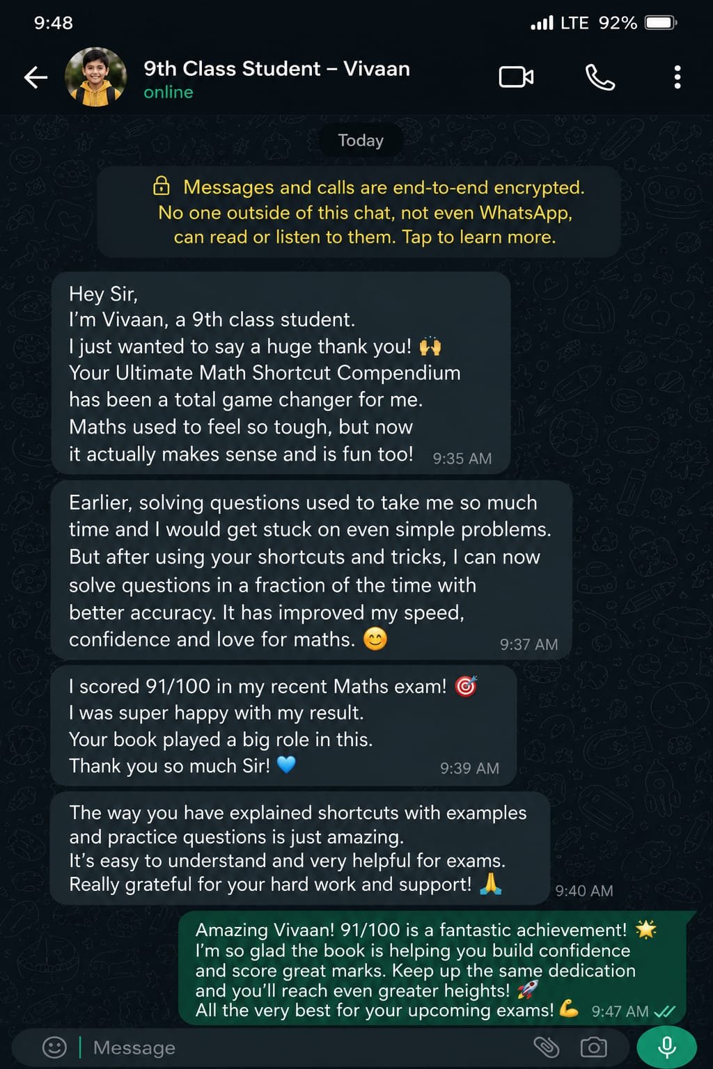 Student review screenshot