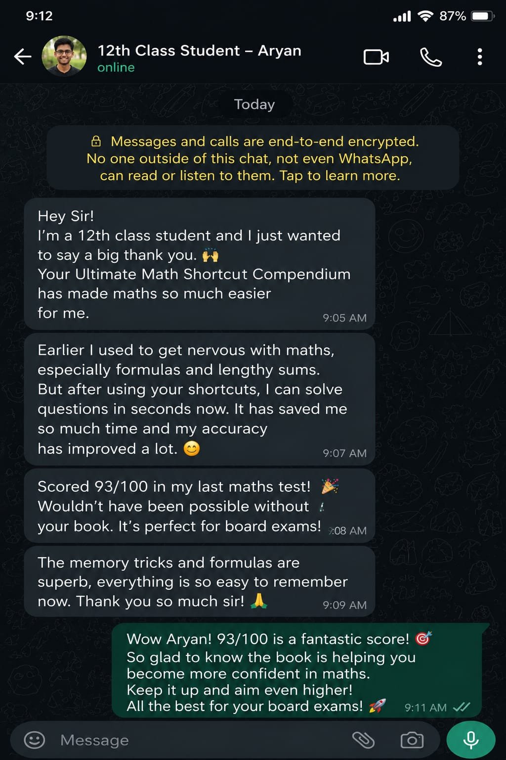 Student review screenshot