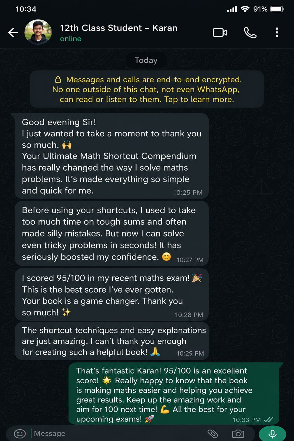 Student review screenshot
