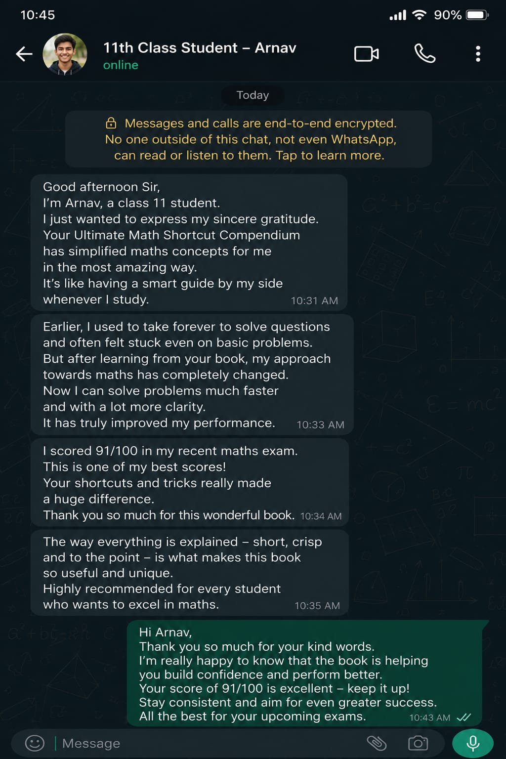 Student review screenshot