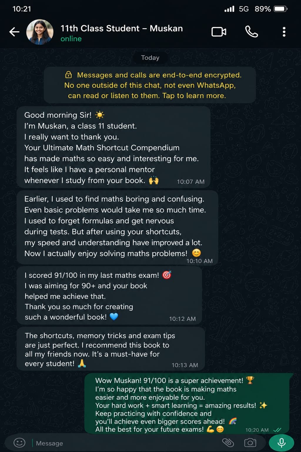 Student review screenshot